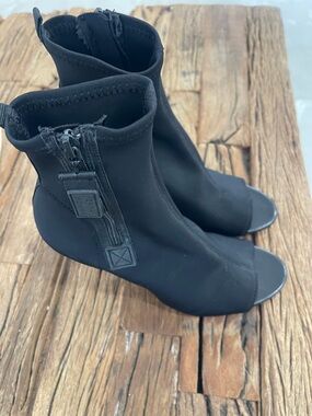 Zara Black Open-Toe Sock Booties with Side Zip
